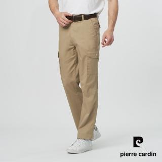 【pierre cardin 皮爾卡登】商務休閒 男款 彈性平口鬆緊側邊貼袋休閒長褲-卡其色(5247871-84)