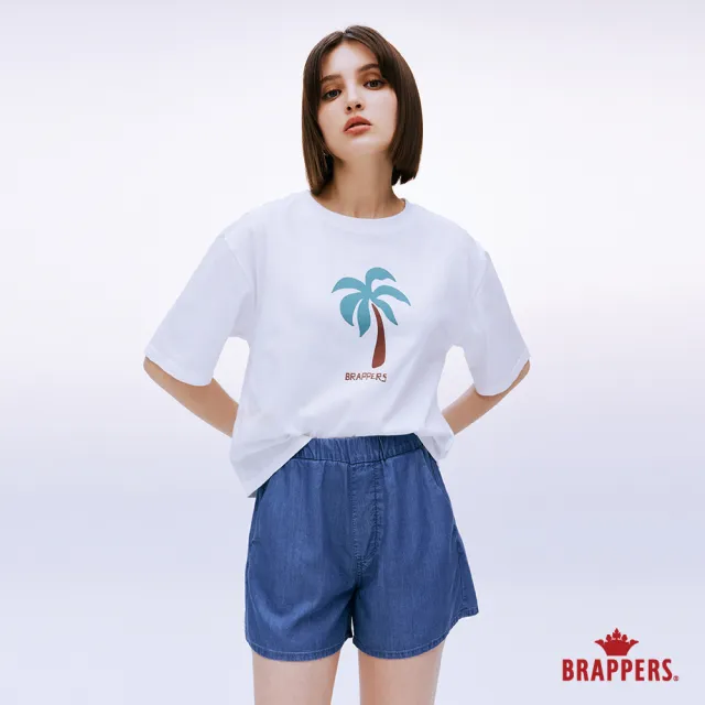 【BRAPPERS】女款 椰子樹印花短版寬T(白)