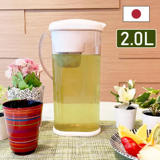 【石丸合成樹脂】日本製耐熱冷水壺/泡茶壺 2.0L 2入組 附不鏽鋼濾網(冷泡茶 果乾水 檸檬水 一年四季使用)