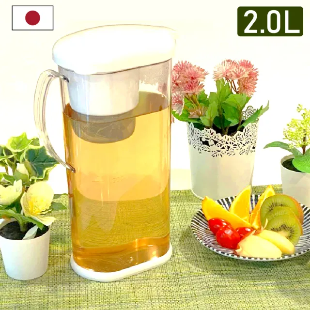 【石丸合成樹脂】日本製耐熱冷水壺/泡茶壺 2.0L 2入組 附不鏽鋼濾網(冷泡茶 果乾水 檸檬水 一年四季使用)