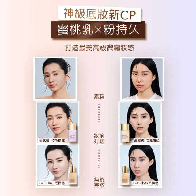 【Estee Lauder 雅詩蘭黛】粉持久氣色美美蜜桃乳SPF50/PA+++(全天粉嫩持妝/防曬)