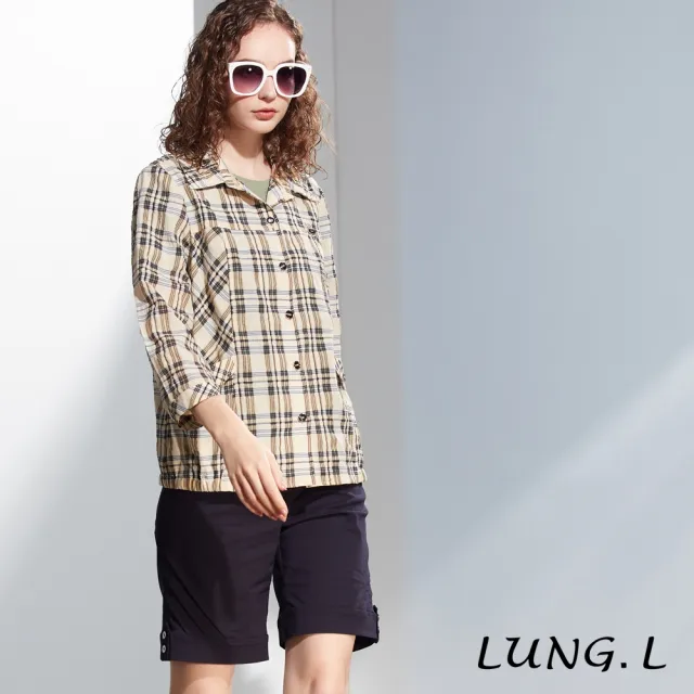【LUNG.L 林佳樺】LP29C米黃色棉質拼接九分袖外套(女裝)