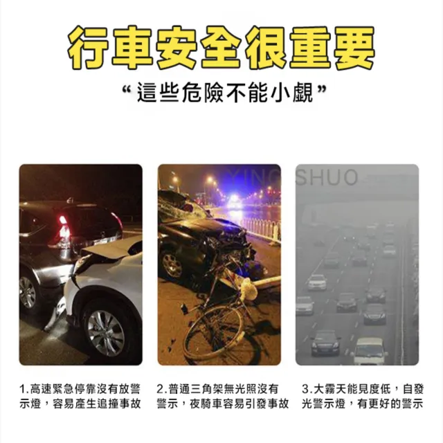 【YING SHUO】三角警示燈 露營燈 LED(車禍 警示牌 安全保命 停車反光)