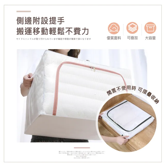 【樂邦】4入/100L雙開口PVC鋼架衣服收納箱(收納箱 衣物收納 棉被收納 摺疊收納箱 整理箱)
