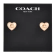 【COACH】愛心琺瑯內鑲C字LOGO造型穿式耳環(淺粉色)