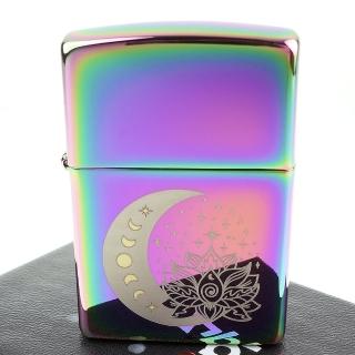 【Zippo】美系~Spiritual Design-月亮星星蓮花圖案打火機