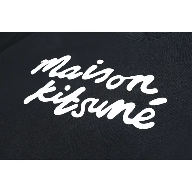 【Maison Kitsune】經典書寫燙印LOGO圓領長袖棉質T恤(黑x白/男款)