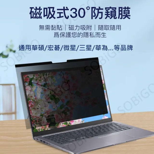 【SOBiGO!】14吋通用型磁吸式防窺片 台灣品牌SGS(APPLE筆電不適用)