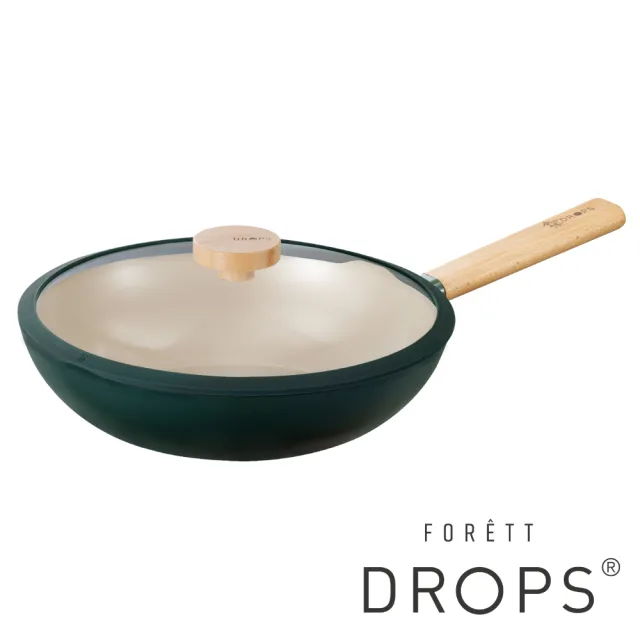 【CHEF 掌廚】掌廚 FORETT森林系不沾深煎鍋30cm_附安全玻璃蓋(IH爐可用鍋)