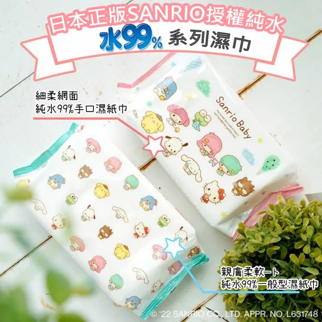 【LEC】日本純水99%三麗鷗手口用濕紙巾(60抽X3包入)