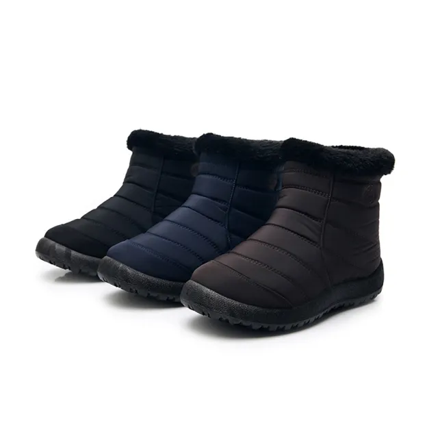 【HAPPY WALK】平底短靴 保暖短靴/雙層防水保暖機能毛絨滾邊舒適平底短靴(4色任選)