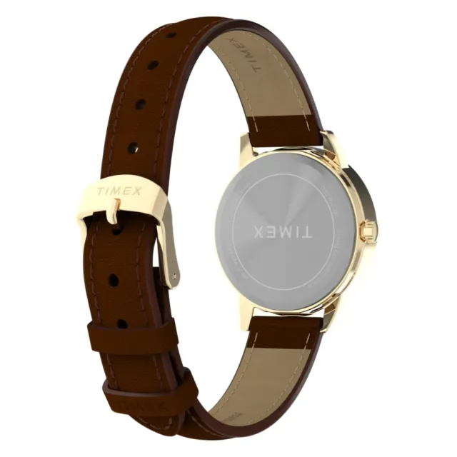 【TIMEX】天美時 Easy Reader 30毫米金色錶殼 環保永續錶帶手錶 白x咖啡 TXTW2W32600