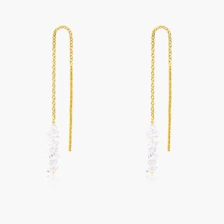 【Olivia Yao Jewellery】天然水晶 優雅時尚 隨性調節長短 赫基蒙水晶單支垂墜耳環(Adamas Collection)