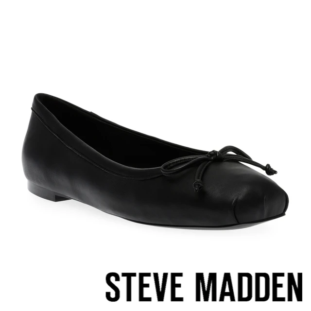 steve madden COSMETIC 蝴蝶結抓皺娃娃鞋(黑色)