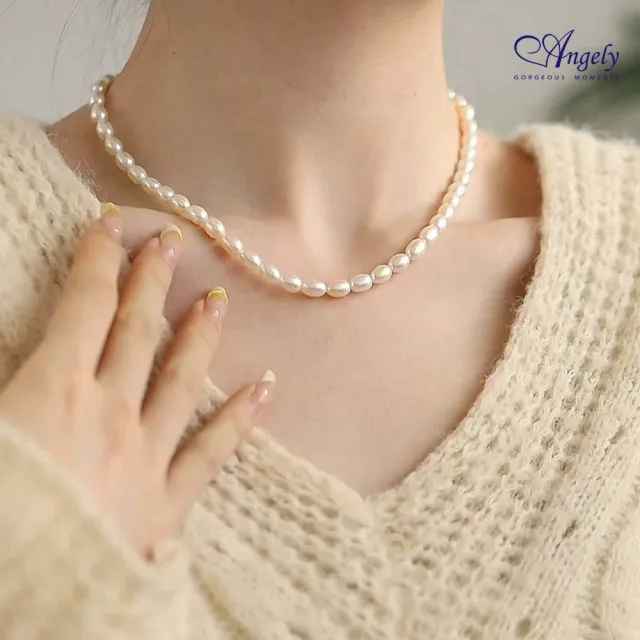 【Angely】高貴天然淡水珍珠串項鍊(白色)
