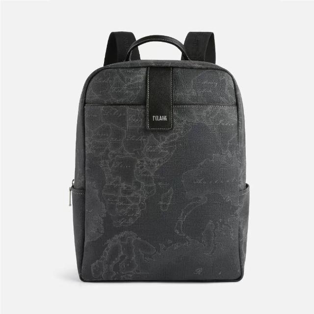 【Alviero Martini】義大利地圖包 旅行王者 經典地圖商務13吋筆電後背包35cm(地圖黑)