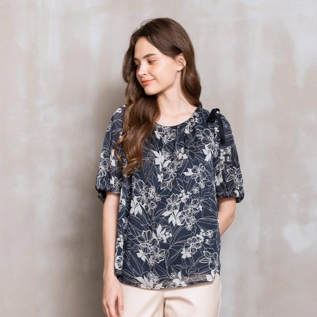 【perng yuh 芃諭名品】典藏花卉 印花 雪紡上衣(2024 SS Collection｜3A春夏系列)