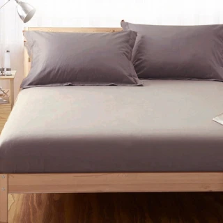 【LUST】素色簡約 可可 100%純棉、雙人5尺精梳棉床包/歐式枕套 《不含被套》(台灣製造)