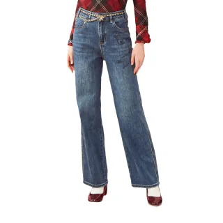 【SCOTTISH HOUSE】蝴蝶結燙鑽牛仔直筒長褲 CHT12312