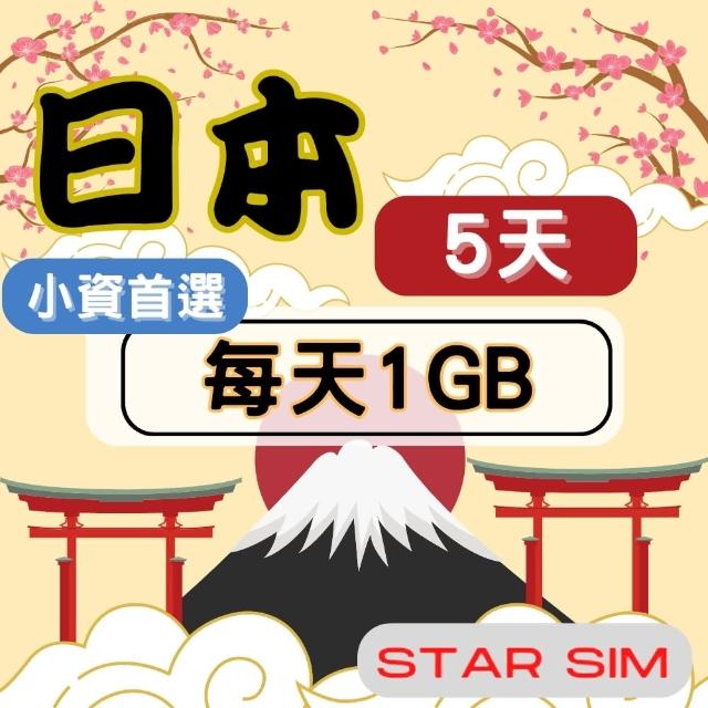 【星光卡  STAR SIM】日本上網卡5天 每天1GB  高速流量吃到飽(旅遊上網卡 日本 網卡 日本網路)