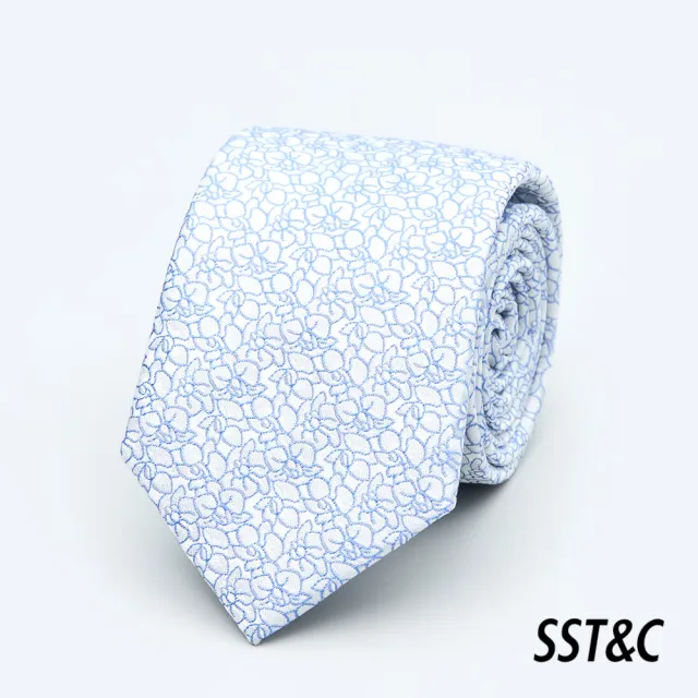 【SST&C 換季７５折】白色花卉窄版領帶1912403018