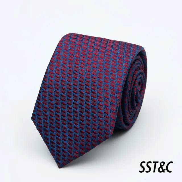 【SST&C 換季７５折】紅色幾何窄版領帶1912403016