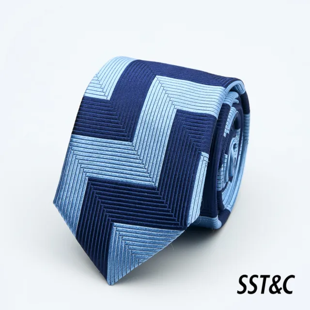 【SST&C 換季７５折】藍色人字紋窄版領帶1912403012