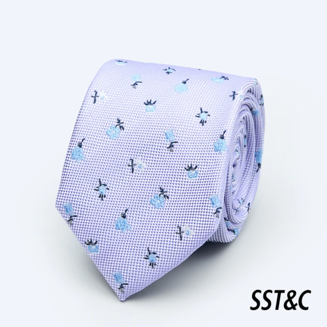 【SST&C 新品９折】紫色小花窄版領帶1912403005
