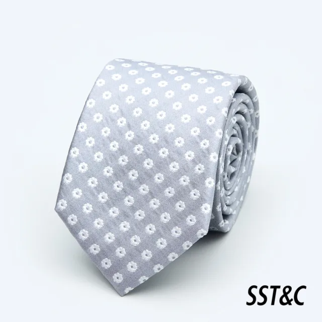 【SST&C 換季７５折】灰色小花窄版領帶1912403003