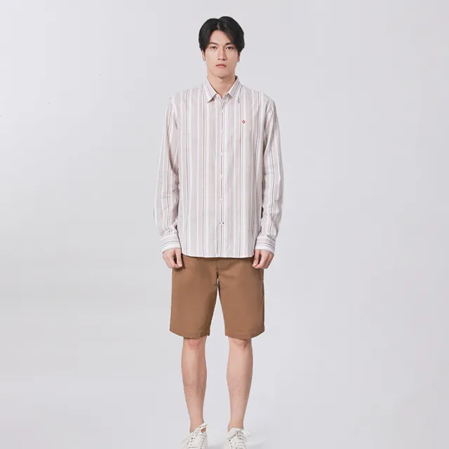 【JOHN HENRY】純棉休閒條紋襯衫-米色