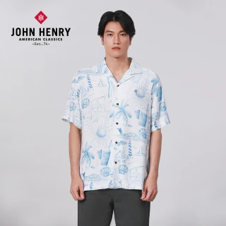 【JOHN HENRY】古巴領小島海洋襯衫-藍色