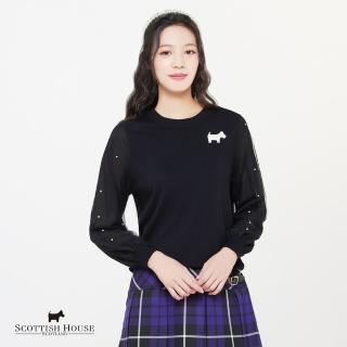 【SCOTTISH HOUSE】圓領珍珠 網紗袖針織-黑/白 CHT11435