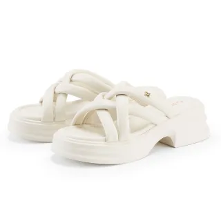 【ORIN】舒適膨感編織羊皮厚底拖鞋(白色)