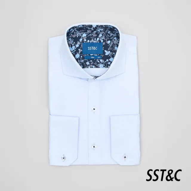【SST&C 新品９折】EASY CRAE 藍色紋理修身版襯衫0312404013
