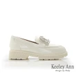 【Keeley Ann】唯美方鑽漆皮樂福鞋(米白色425787132-Ann系列)