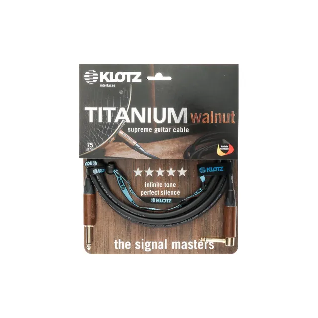 【KLOTZ】TITANIUM 吉他導線 6米 核桃木 6.3mm-L頭(公司貨)