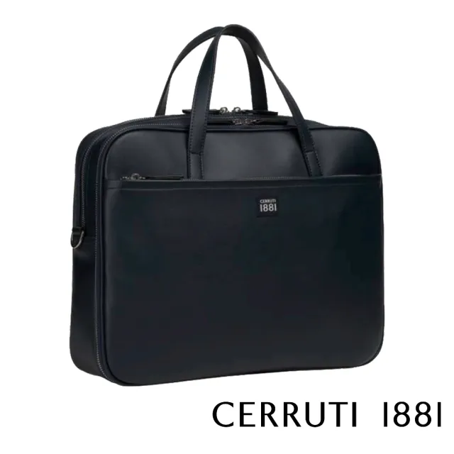 【Cerruti 1881】限量2折 義大利頂級小牛皮公事包/斜背包 全新專櫃展示品(黑色 CECA06508M)