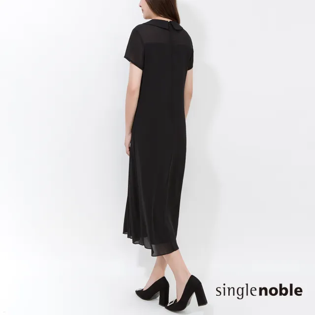 【SingleNoble 獨身貴族】典雅氣質楊柳布素色短袖洋裝(1色)
