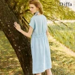 【Diffa】美型剪裁設計連袖連身洋裝-女
