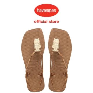 【havaianas 哈瓦仕】涼鞋 女鞋 方形 夾腳拖 銅色 Sqaure Luna Chic 4148421-3581W(哈瓦士)