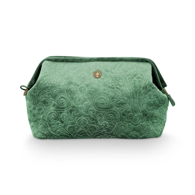 【PIP STUDIO】買一送一★綠色絲絨夾層化妝包(大/包袋+質感化妝收納包)
