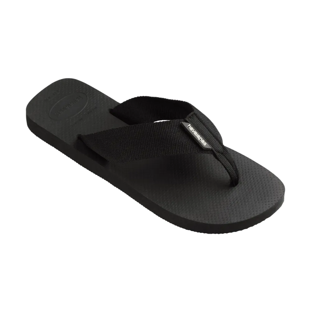 【havaianas 哈瓦仕】拖鞋 男鞋 夾腳拖 寬帶 編織鞋帶 Urban Basic Material 黑 4148427-0090M(哈瓦士)