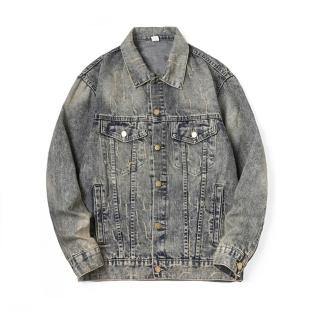 【巴黎精品】現貨+預購 牛仔外套丹寧夾克(抓痕造型仿舊男外套a1en38)