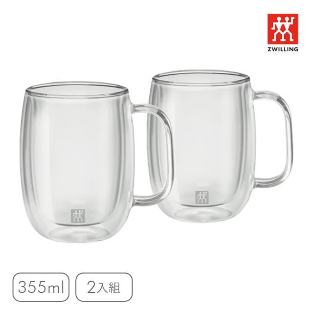 【ZWILLING 德國雙人】Sorrento Plus 雙層玻璃咖啡杯355ml(2入組)