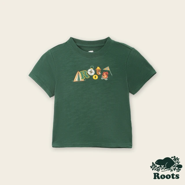 Roots Roots 小童- OUTDOOR CAMP短袖T恤(深綠色)
