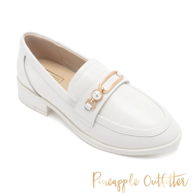 Pineapple Outfitter EDIVA 真皮珍珠馬釦樂福鞋(白色)