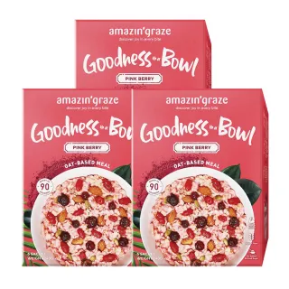即期品【Amazin graze】沖泡式堅果穀物燕麥片40g/6包x3盒(粉紅莓果口味)