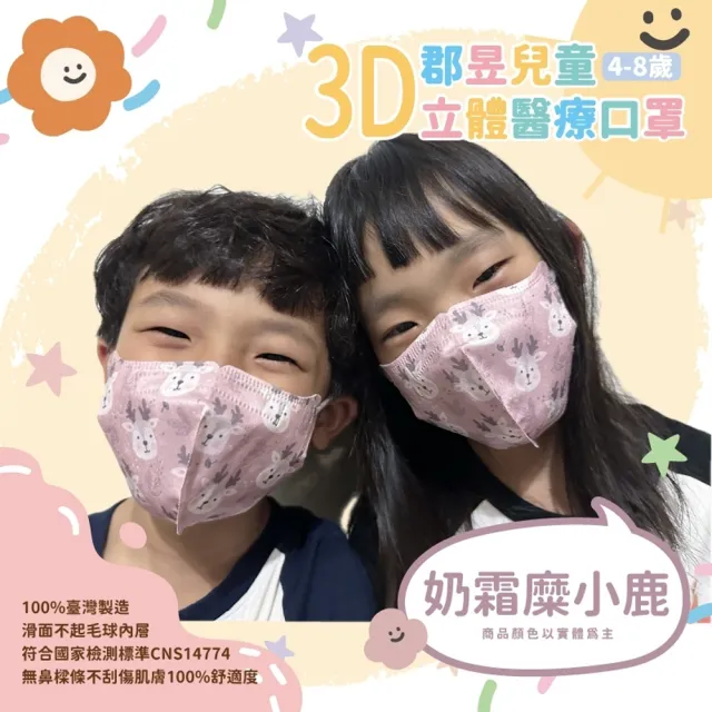 【郡昱】成人/兒童3D立體醫療口罩一盒/30入(適合4-8歲-兒童口罩、成人口罩)