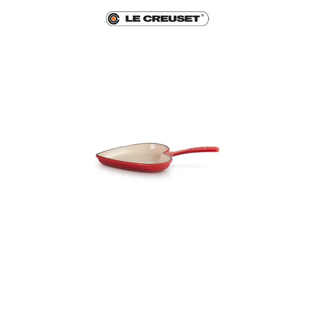 【Le Creuset】琺瑯鑄鐵鍋迷你單柄愛心煎盤16cm(櫻桃紅)