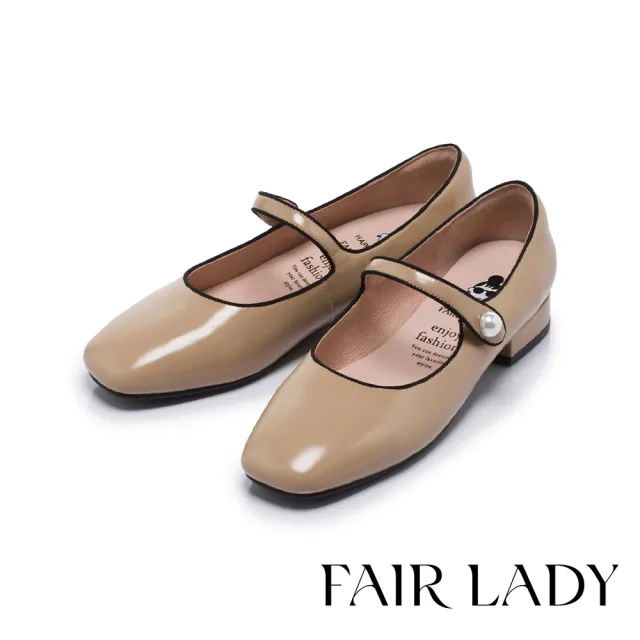 【FAIR LADY】日本京都聯名 HAPPYFACE 經典滾邊珍珠釦瑪莉珍鞋(可可棕、5B2824)